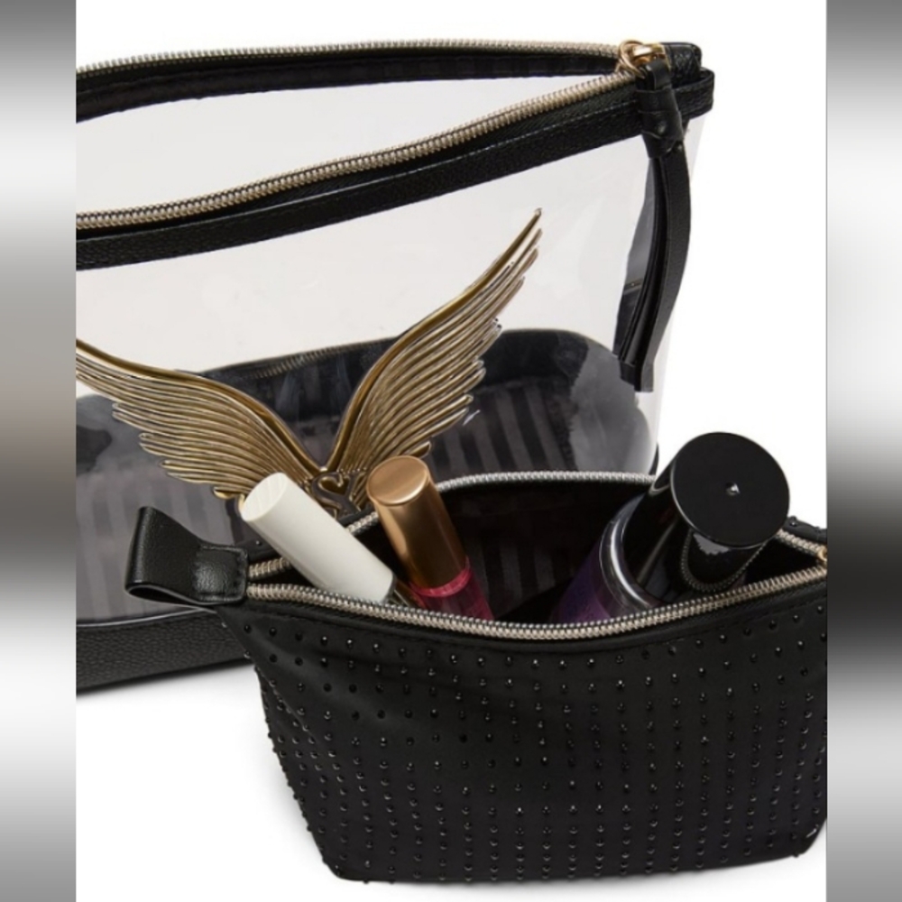 Victoria's Secret Black and Gold Cosmetic Bag Set. (FASHION SHOW 2025)